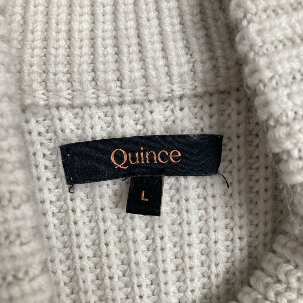 QUINCE Australian Merino Wool Half Zip Sweater LARGE Men Ivory Bone Long Sleeve - Picture 4 of 10